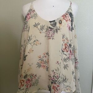 Haute Monde Woment's Floral Open Shoulder Blouse Size Small